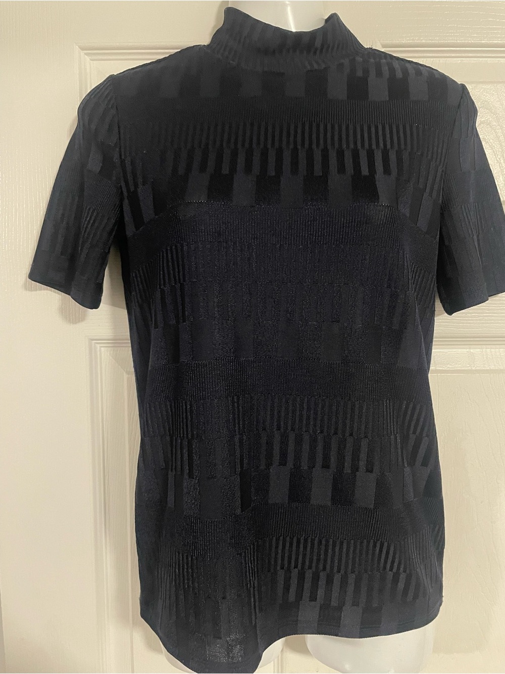 Women's Short-Sleeve Navy Textured Knit Shirt by Next Eur Size 38